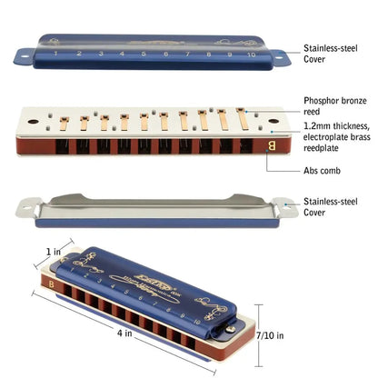 East Top Harmonica Professional Diatonic Blues Harmonica Mouth Organ  for Player,Beginner,Birthday Gift