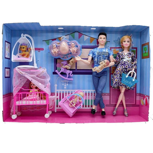 Newest Handmade Doll Accessories Baby Dolls Pregnant Mom Lady Father Dad Ken for Barbie Game Christmas Birthday Present Gift