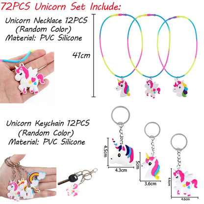 Unicorn Party Supplies Pinata Birthday Party Favors Kids Unicorn Necklace Bracelet Ring Hairpin Keychain Christmas Gifts