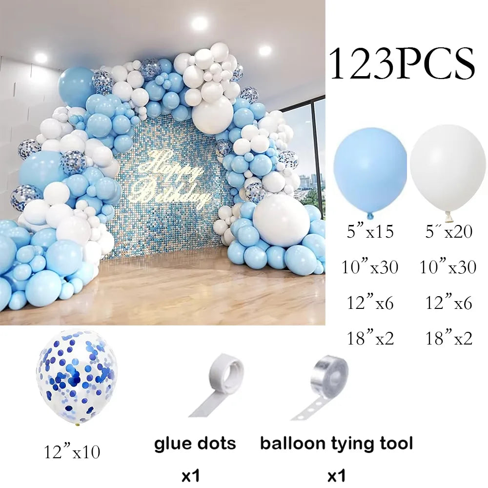 115pcs Baby Blue Balloons Garland Birthday Party Decor Balloon Arch Kit Skin Khaki Globos Baby Shower Gender Reveal Decoration
