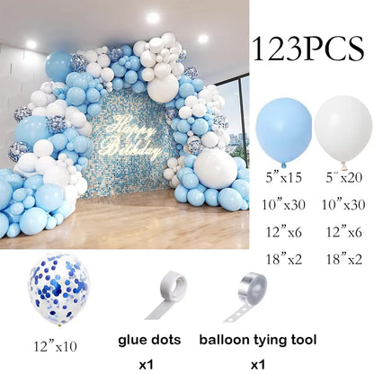 115pcs Baby Blue Balloons Garland Birthday Party Decor Balloon Arch Kit Skin Khaki Globos Baby Shower Gender Reveal Decoration