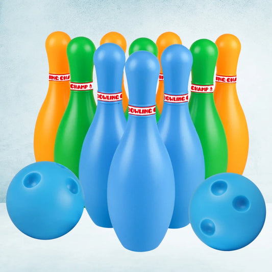 Bowling Set Sports 18cm Kids Educational Toys Ball and Pins Bowling Toys Plastic Gutterball Funny Bowling (Random Color)