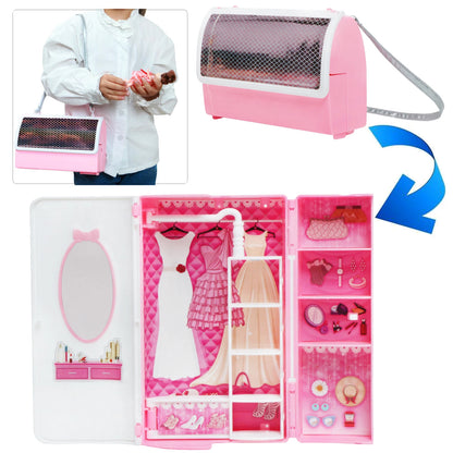 43 Pcs/Set Mix Style Doll Furniture Wardrobe Mini Dress Shoes Glasses Bag Hangers 40 Accessories for Barbie Doll Kids Gift Toys