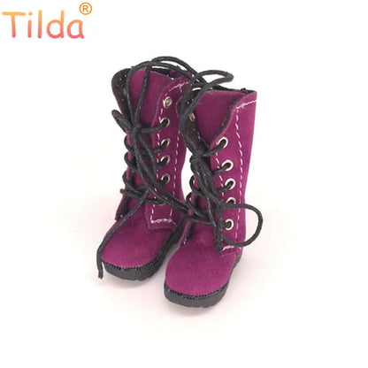 Tilda 3.2cm Doll Boots for Blythe Doll Toy,1/6 Mini Leather Dolls Shoes for Blyth Azone BJD,Casual Puppet Shoes Accessories