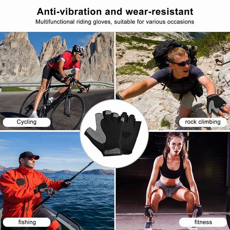 Breathable Fitness Gloves Gym Weightlifting Thin Non-Slip Half Finger Cycling Gloves Equipment Yoga Bodybuilding Training Sports