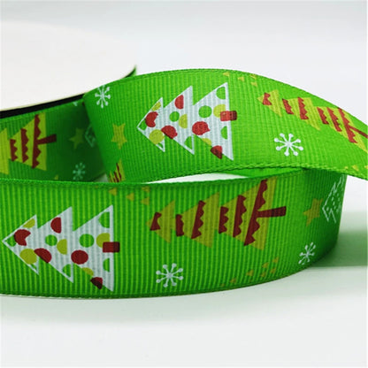 5yards/Lot 25MM Christmas Ribbon Printing Christmas Peripheral Ribbon for Bow Christmas Decoration DIY Gift Wrapping