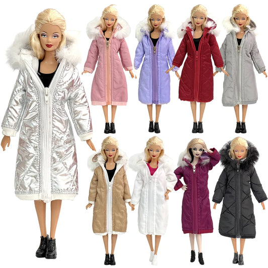 1 Pcs Fashion Hoodie Dress  for Barbie Doll Clothes Winter Jacket  Parka Coat Outfit for 1/6 BJD Doll Accessories JJ