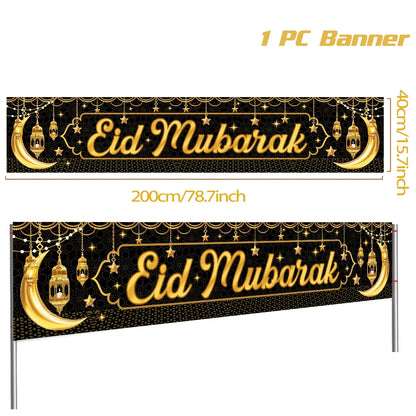 Eid Mubarak Outdoor Banner Flag Ramadan Decoration for Home 2024 Islamic Muslim Party Decor Gifts Ramadan Kareem Eid Al-Adha