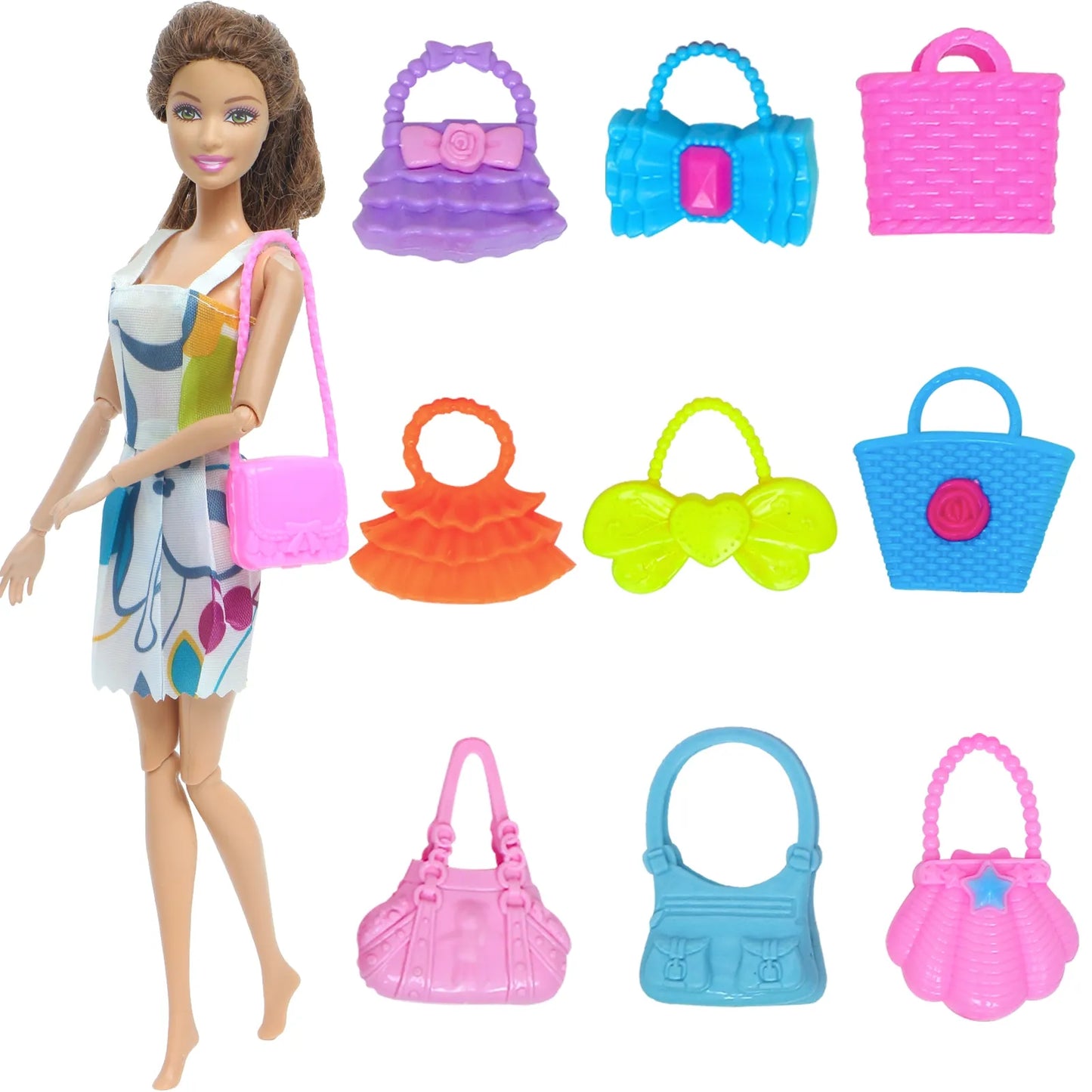 Barbies Dollhouse Furniture 31 Items/Set=1 Wardrobe + 30 Doll Accessories Dolls Clothes Dresses Crowns Necklace Shoes for Barbie