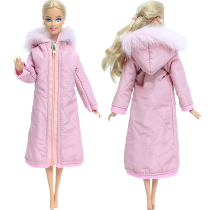 1 Pcs Handmade High Quality Doll Coat Dress Fur Clothes for Barbie Doll Winter Wear Leopard Outfit Doll Accessories Kids Toys