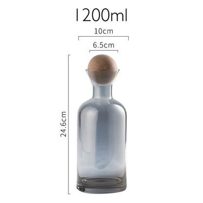 JINYOUJIA-Nordic Glass Carafe Water Pitcher With Wood Lid, Kettle, Drinking Cup, Tea Pot, Juice Jug, Household Drinkware