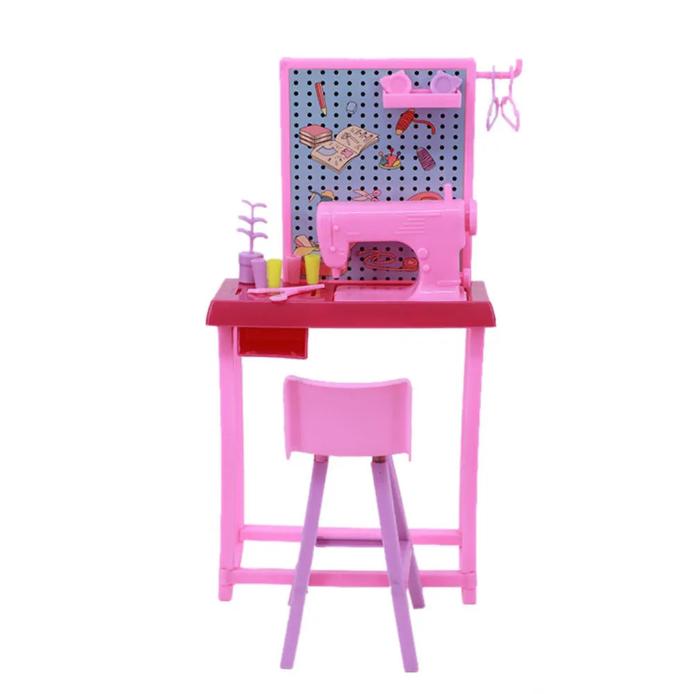 Barbies Doll House Furniture Bed Table Chair Plastics Cleaning Tools for 11.8inch Barbies Accessories Mini Furniture Model Gifts