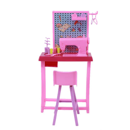 Barbies Doll House Furniture Bed Table Chair Plastics Cleaning Tools for 11.8inch Barbies Accessories Mini Furniture Model Gifts