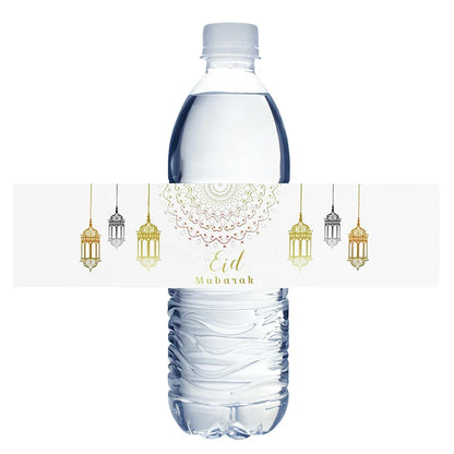 10/20pcs Eid Mubarak Bottle Wrapper Paper Sticker Ramadan Kareem Festival Party Supplies Water Bottle Cover Eid Al-Fitr Decor