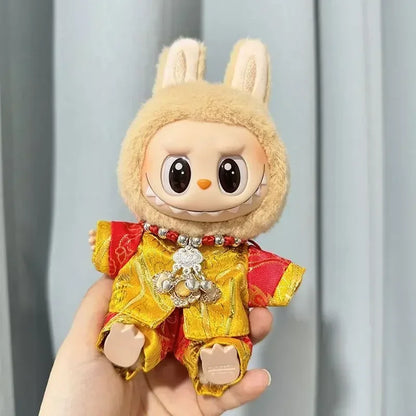 New Year Labubu Outfit for 17cm Mini Doll Chinese Style Matched Red Clothes Accessories