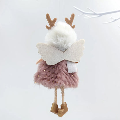 Christmas Tree Decoration Gift Charm Decorations Charms Pendants Angel Light Weight Cute Plush Angel 8X16cm Home Xmas Navidad