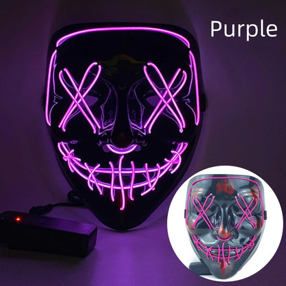 Hot Sale Halloween Glowing Scary Face Mask Luminous LED Purge Mask Neon Light Up Horror Party Mask Cosplay Costume Supplies