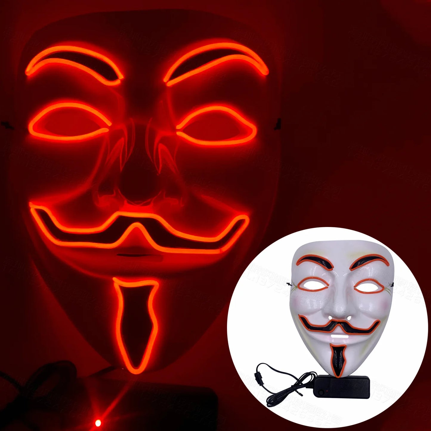 Halloween Mask Mixed Color Led Mask Party Masque Masquerade Masks Neon Maske Light Glow in the Dark Horror Mask Glowing Masker