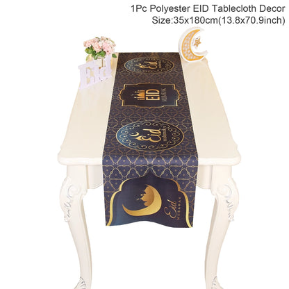 EID Mubarak Table Runner Ramadan Decorations 2024 for Home Tablecloth Ramadan Kareem Eid Al Adha Islamic Muslim Party Decoration