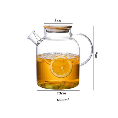 1/1.6/1.8l Transparent Borosilicate Glass Teapot Heat-Resistant Large Clear Tea Pot Flower Tea Set Puer Kettle Office Home Tool