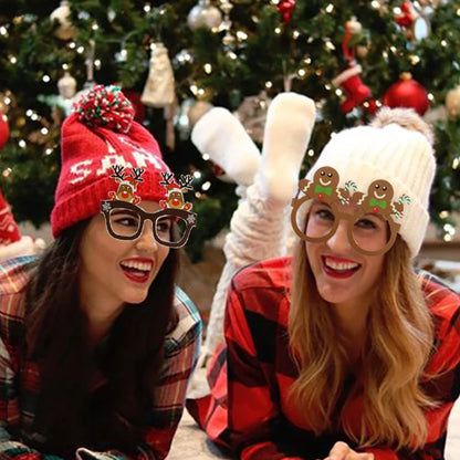 9pcs Santa Claus Xmas Tree Elk Paper Glasses Frame Christmas Glasses Photo Prop Christmas Decorations New Year Navidad Kids Gift