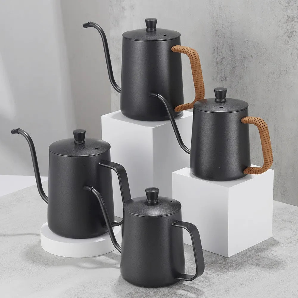 Drip Kettle 350ml 600ml Coffee Tea Pot Non-Stick Coating Food Grade Stainless Steel Gooseneck Drip Kettle Swan Neck Thin Mouth