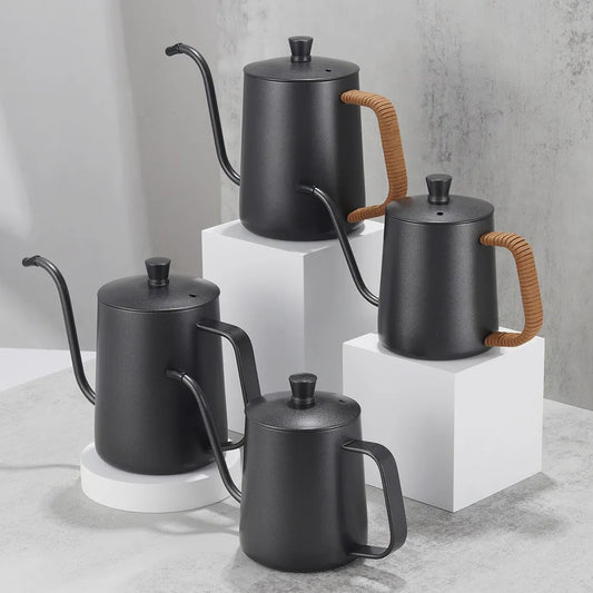 Drip Kettle 350ml 600ml Coffee Tea Pot Non-Stick Coating Food Grade Stainless Steel Gooseneck Drip Kettle Swan Neck Thin Mouth