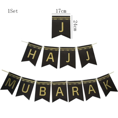 Eid Mubarak Black Gold Disposable Paper Plates Cups Napkins Ramadan Kareem Islamic Muslim Eid Al Adha Party Decor Supplies