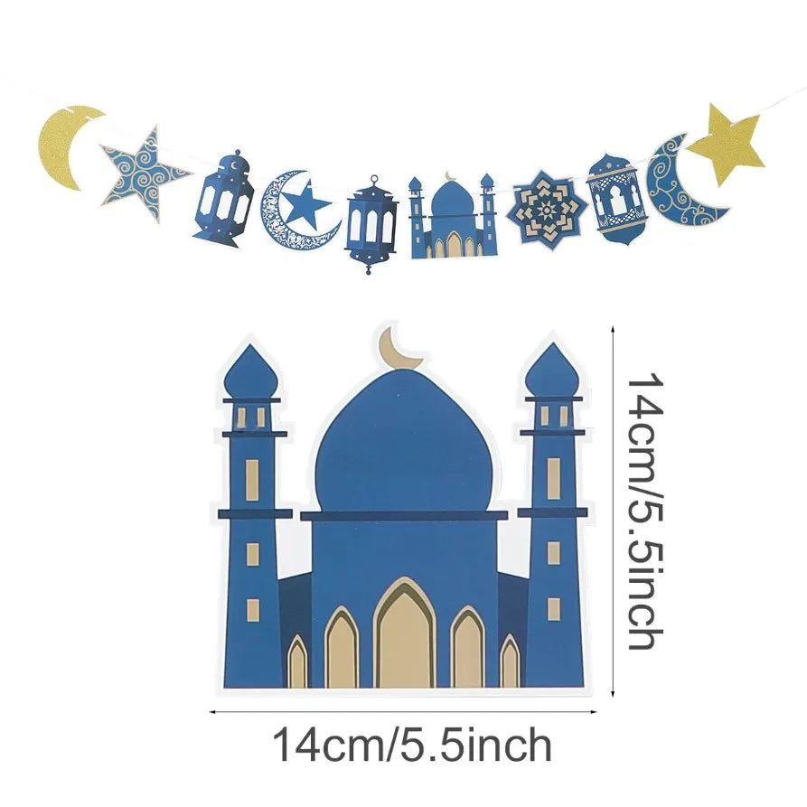 Eid Mubarak Banner Bunting Balloons Plates Tablecloth Kareem Ramadan Decoration for Home 2024  Muslim Islamic Party Supplies