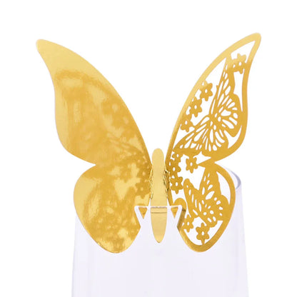20pcs Eid Mubarak Hollow Butterfly Cup Card Wine Glass Paper Name Place Seat Card Wedding Party Ramadan Kareem Table Decorations
