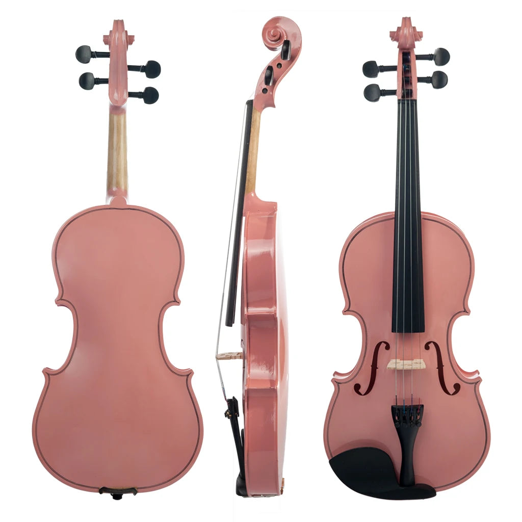 NAOMI 4/4 Full Size Acoustic Violin Colored Basswood Fiddle Black Solidwood Fitted Violin With Carrying Case Brazilwood Bow