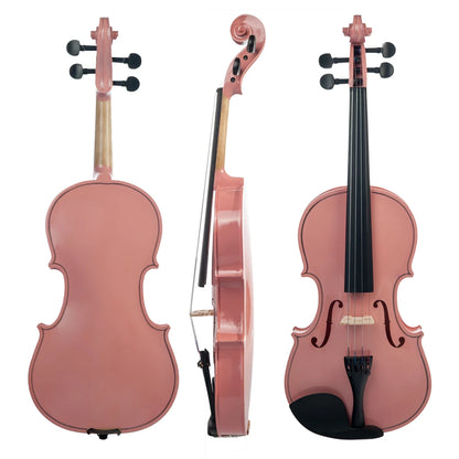 NAOMI 4/4 Full Size Acoustic Violin Colored Basswood Fiddle Black Solidwood Fitted Violin With Carrying Case Brazilwood Bow