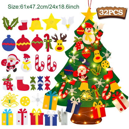 Kids DIY Felt Christmas Tree Merry Christmas Decorations for Home 2023 Christmas Ornaments Navidad 2024 New Year Gifts Xmas Tree