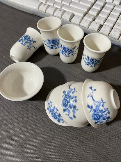 Kung Fu Tea Set the Whole Kettle Set of Blue and White Porcelain Ceramic Teapot Solid Wood Tea Tray Tea Ceremony