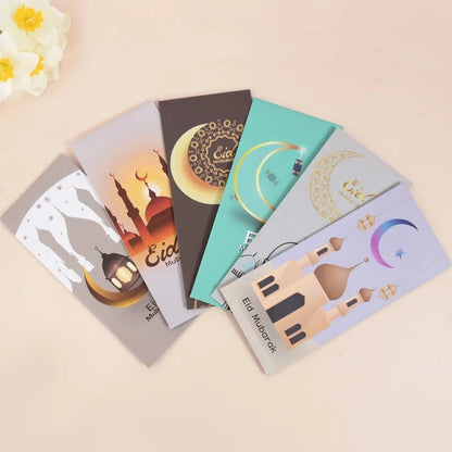 6Pcs Eid Mubarak Envelopes Money Gift Card Holder Ramadan Mubarak Decoration 2023 Islamic Muslim Eid Al-Fitr Invitation Supplies