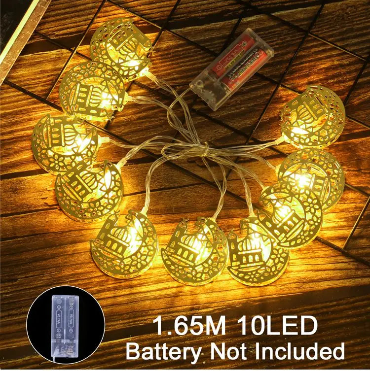 Moon Star Led String Lights Eid Mubarak Decor Ramadan Decoraion for Home 2024 Ramada Kareem Muslim Islam Al Adha Party Supplies