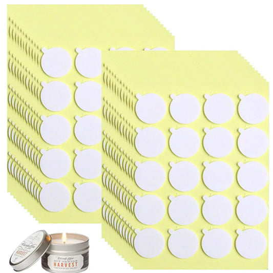 100Pcs/5 Sheets Candle Wick Stickers Wax Making Tools Heat Resistance Double-Sided Stickers for Gypsum Candle Making Supplies