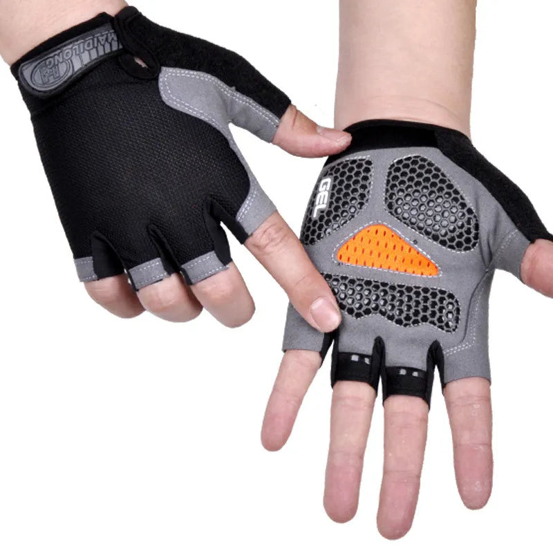 Men Women Gym Gloves Weightlifting Fitness Training Non Slip Palm Protector Breathable Fingerless Bike Bicycle Cycling Gloves
