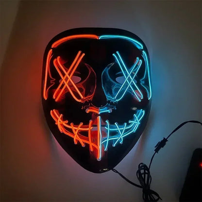 Wireless Halloween Neon LED Purge Mask Masque Masquerade Party Masks Light Grow in the Dark Horror Mask Glowing Masker