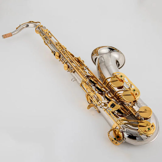 New Professional Musical Instruments T-Wo37 Tenor Saxophone Bb Tone Nickel Plated Tube Gold Key Sax With Case Mouthpiece Gloves