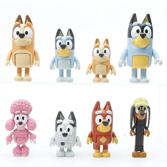 8pcs Bluey Model Ornaments Bingo Joint Toy Mini Pvc Character Ornaments Christmas Children's Toys Gifts Holiday Gift Model