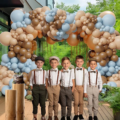115pcs Baby Blue Balloons Garland Birthday Party Decor Balloon Arch Kit Skin Khaki Globos Baby Shower Gender Reveal Decoration