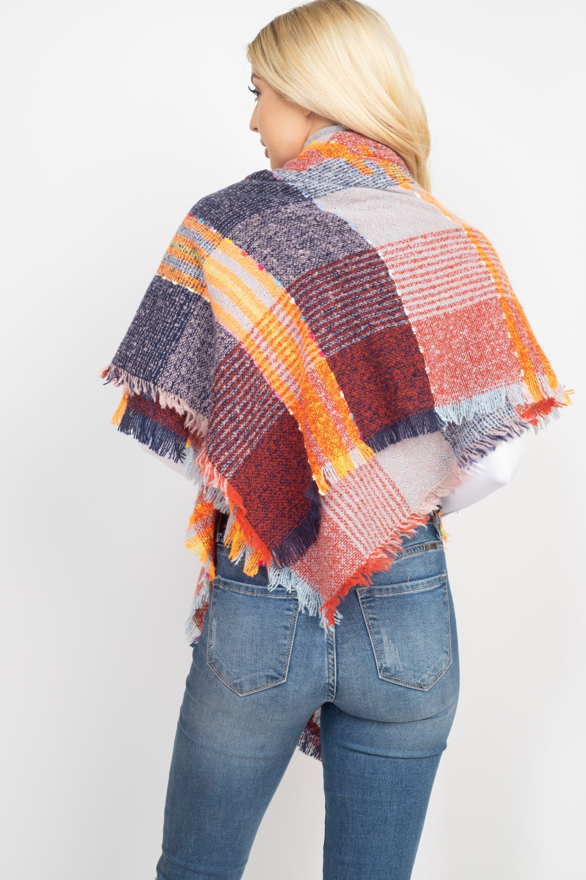 Multi Color Blanket Fringed Scarf