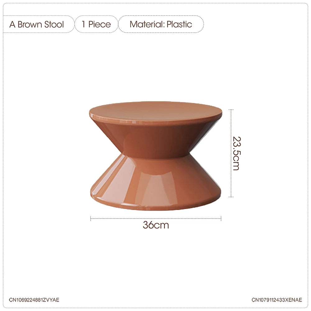 Round Small Coffee Table Plastic Footstool Living Room Sofa Side Tables Shoe Changing Stool Bedroom Small Nightstands Furniture
