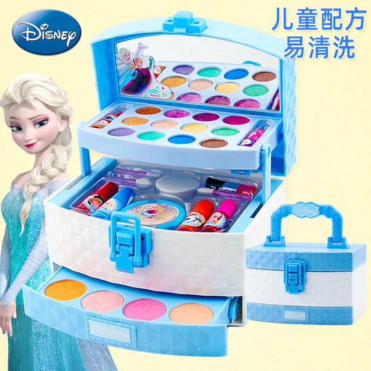 New Disney Girls Frozen 2 Elsa Anna Princess Makeup Suitcase Toys Set With Box Snow White Makeup Box Set  Kids Toy Gift