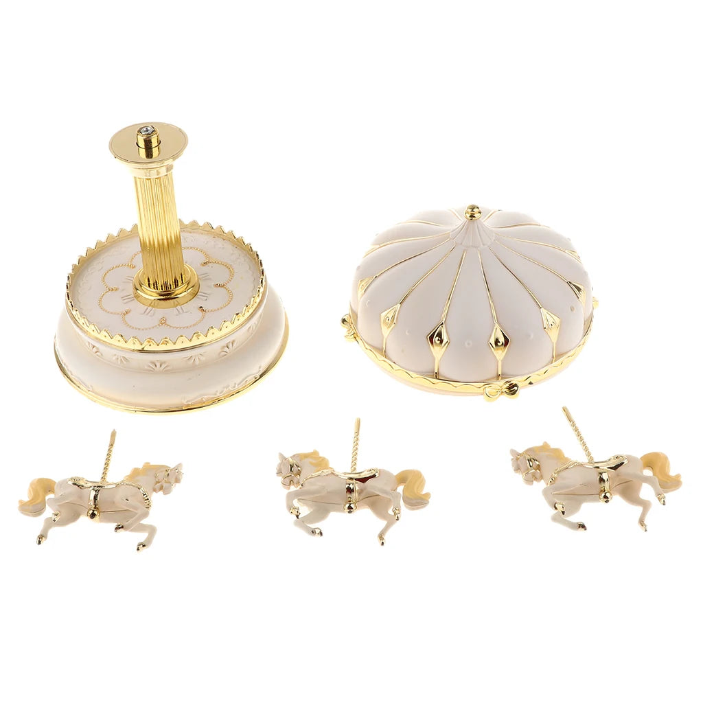 New Carousel Horse Music Box Resin Merry-Go-Round Musicical Box Home Desktop Decoration Kids Christmas Birthday Gift
