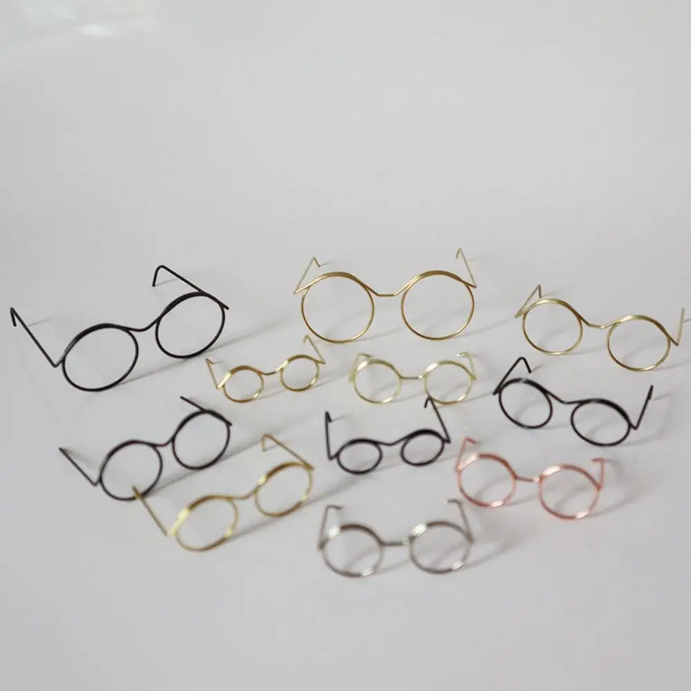 5PCS Retro Metal Round Doll Glasses Frame Lensless Miniature Eyewear Great Collection Cool Eyeglasses for Blythe Doll Accessorie