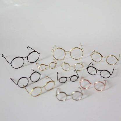 5PCS Retro Metal Round Doll Glasses Frame Lensless Miniature Eyewear Great Collection Cool Eyeglasses for Blythe Doll Accessorie