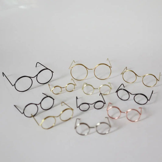 5PCS Retro Metal Round Doll Glasses Frame Lensless Miniature Eyewear Great Collection Cool Eyeglasses for Blythe Doll Accessorie