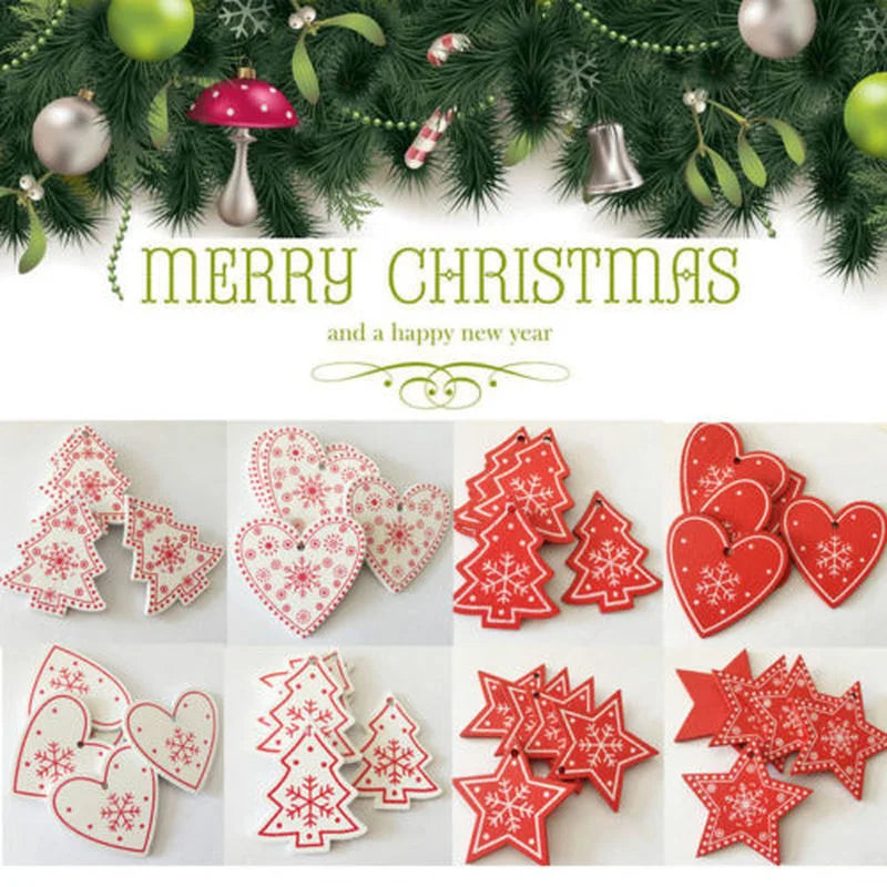 12pcs/Set Wooden Christmas Tree Toys Christmas Ornaments Christmas Decoration Party Home Wedding New Year 2022 Noel Navidad
